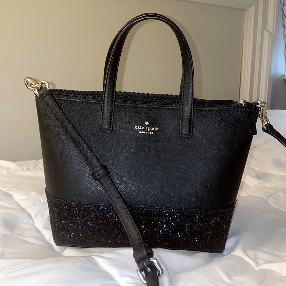 KATE SPADE BLACK GLITTER CROSSBODY